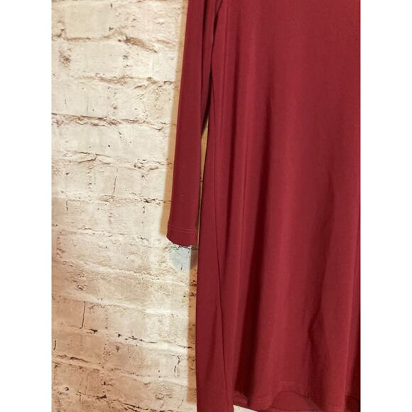 Clara Sun Woo Tunic Top Womens Small Maroon Asymmetric Cutout Artsy Stretch - Picture 3 of 12